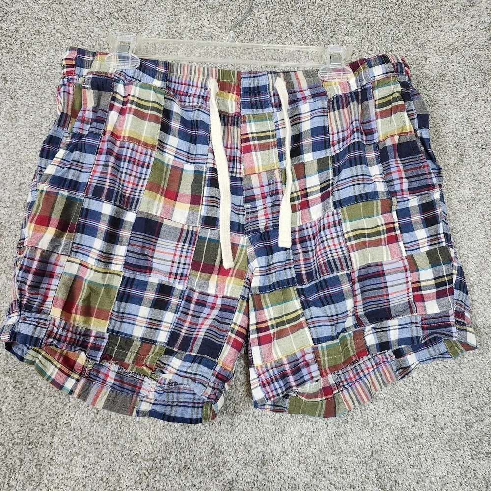 Todd Snyder Shorts Mens 36 Multicolor Madras Plaid 7 Inseam Elastic Waist Casual